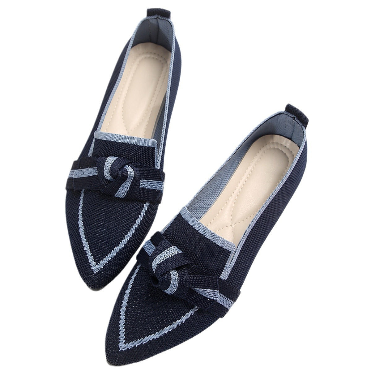 Pointed Toe Bow Flat Shoes For Women