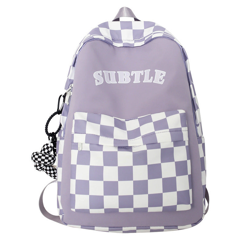 Ins Trendy Cool Plaid Student Backpack