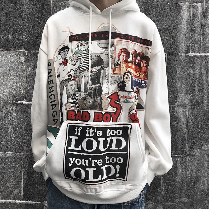 White Hip Hop Hoodie Streetwear Korean Fashion Gothic Sweatshirt Spring Tops Casual Funny Spring Autumn Harajuku Hoodies Male