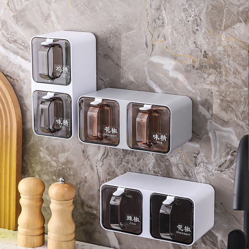 Wall-mounted Punch-free Adjustable Seasoning Box