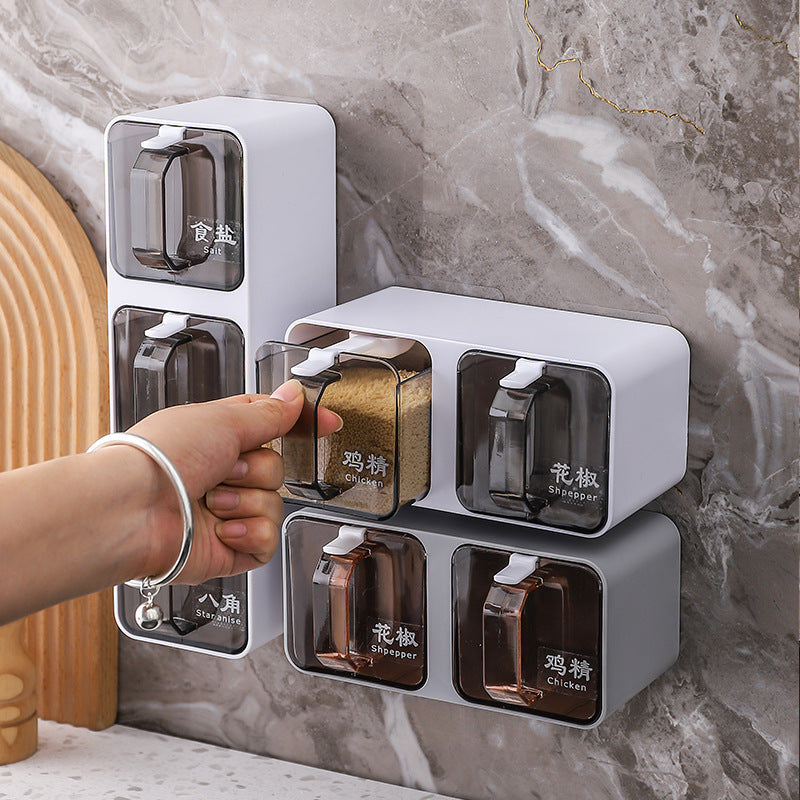 Wall-mounted Punch-free Adjustable Seasoning Box