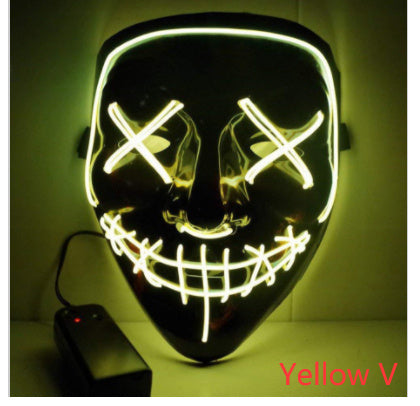 Black V Halloween Horror Glowing Mask