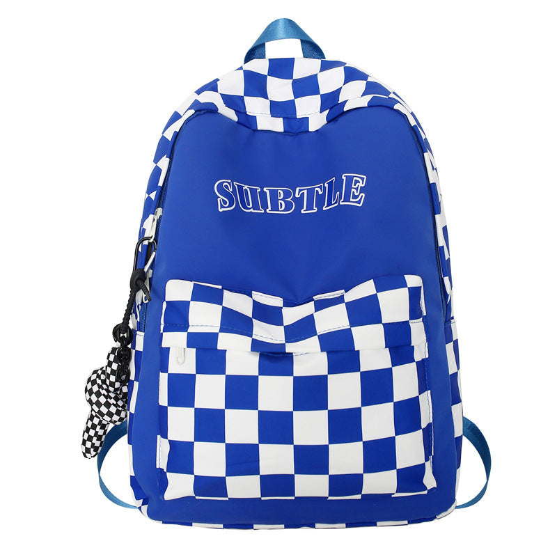 Ins Trendy Cool Plaid Student Backpack