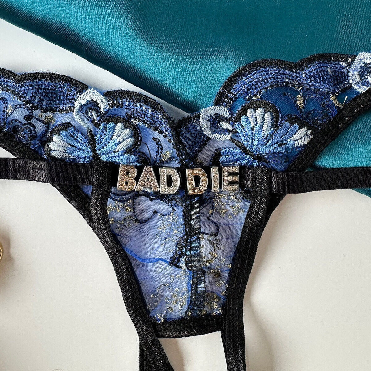 DIY Size Rhinestone Alphabet Sheer Thong