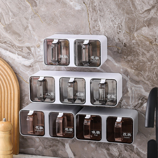 Wall-mounted Punch-free Adjustable Seasoning Box