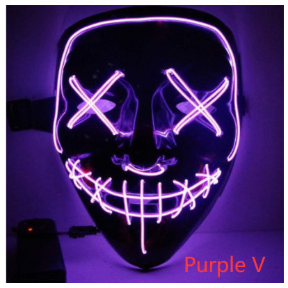 Black V Halloween Horror Glowing Mask