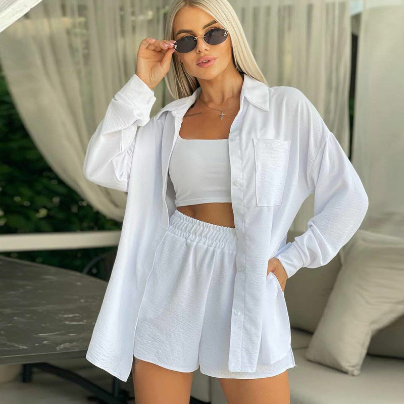 Long Sleeve Shorts Loose Casual Women's Two-piece