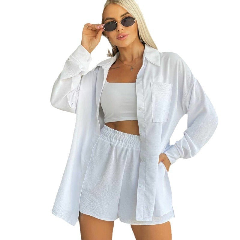 Long Sleeve Shorts Loose Casual Women's Two-piece