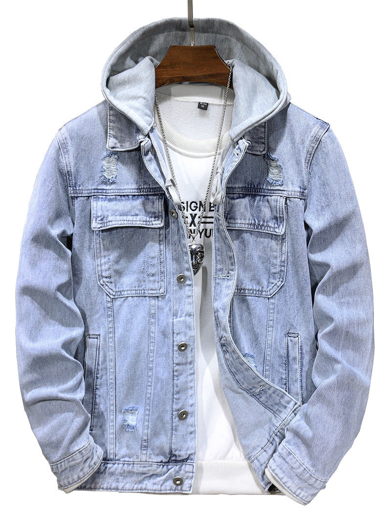 Men's Jacket Detachable Hooded Denim Jacket Men