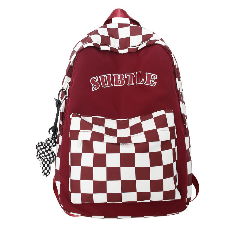 Ins Trendy Cool Plaid Student Backpack